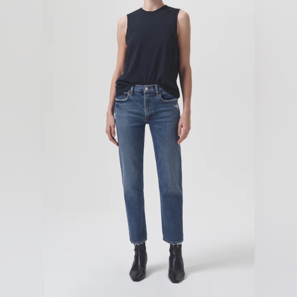 Agolde Kye Mid Rise Straight Crop in Notion